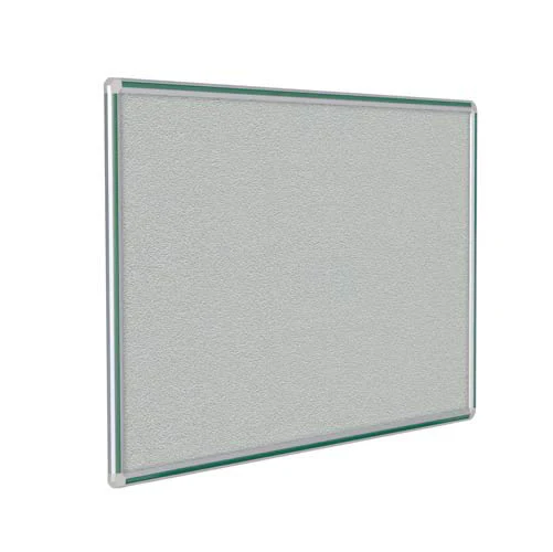 144" x 48" DecoAurora Aluminum Frame Gray Vinyl Tackboard - Hunter Green Trim