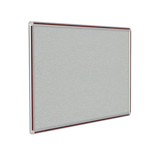 144" x 48" DecoAurora Aluminum Frame Gray Vinyl Tackboard - Mahogany Trim
