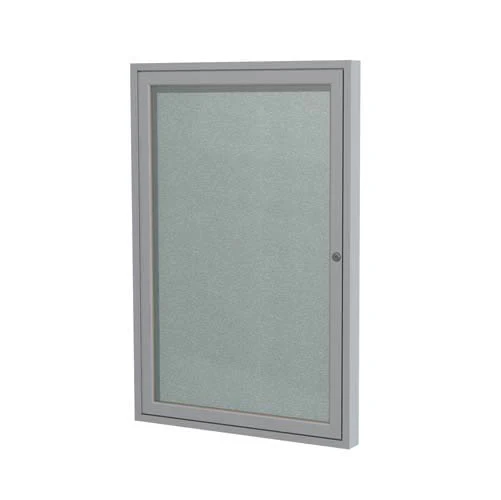 30" x 36" 1-Door Satin Aluminum Frame Enclosed Vinyl Tackboard - Silver