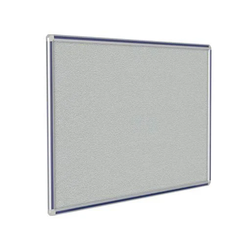 48" x 36" DecoAurora Aluminum Frame Gray Vinyl Tackboard - Navy Blue Trim