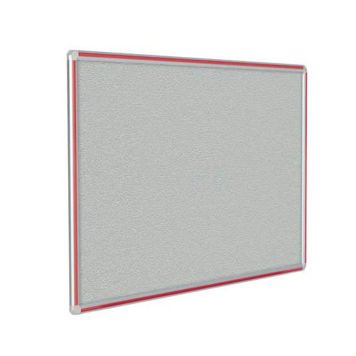 48" x 48" DecoAurora Aluminum Frame Gray Vinyl Tackboard - Red Trim