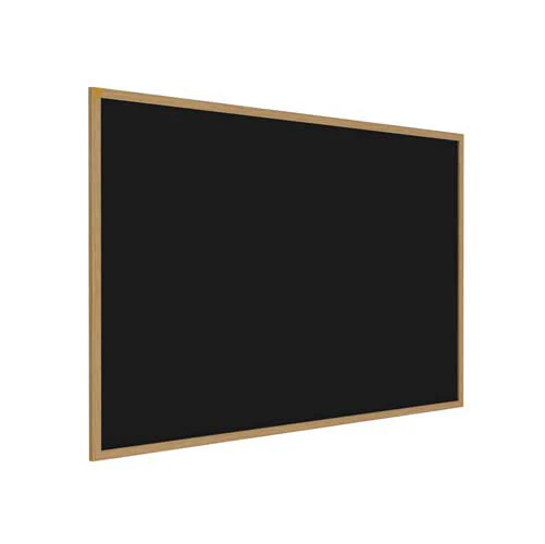 60.5" x 36.5" Wood Frame, Oak Finish Recycled Rubber Tackboard - Black