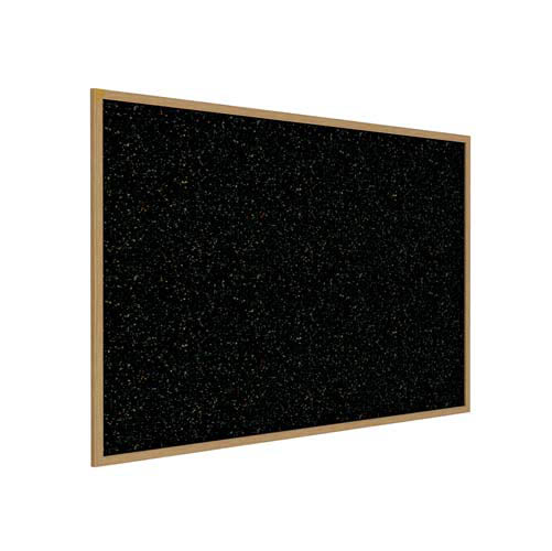 60.5" x 48.5" Wood Frame, Oak Finish Recycled Rubber Tackboard - Confetti