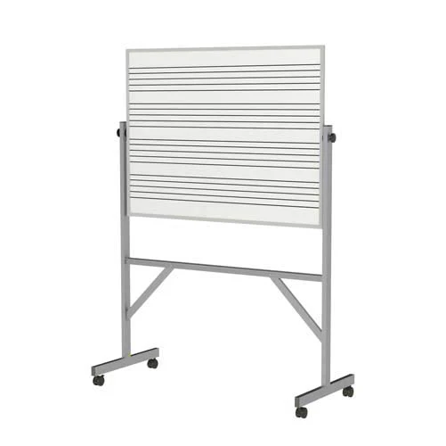 72.125"x 53.25" Alum  Reversible Porcelain Magnetic Whiteboardw/4 Markers & Eraser-Music Staff 1Side