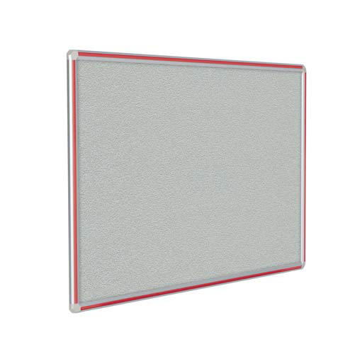 72" x 48" DecoAurora Aluminum Frame Gray Vinyl Tackboard - Red Trim