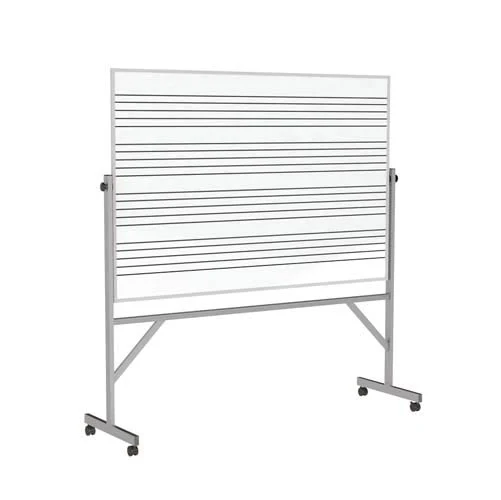 78.125"x 77.25" Alum  Reversible Porcelain Magnetic Whiteboardw/4 Markers & Eraser-Music Staff 1Side