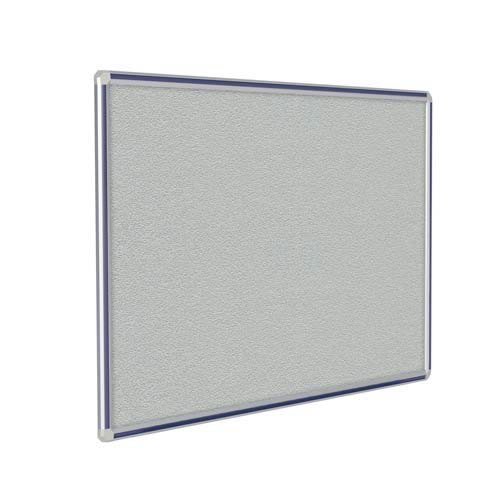 96" x 48" DecoAurora Aluminum Frame Gray Vinyl Tackboard - Navy Blue Trim