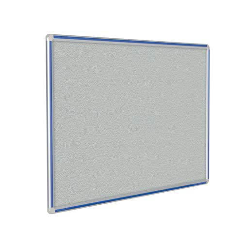 96" x 48" DecoAurora Aluminum Frame Gray Vinyl Tackboard - Royal Blue Trim