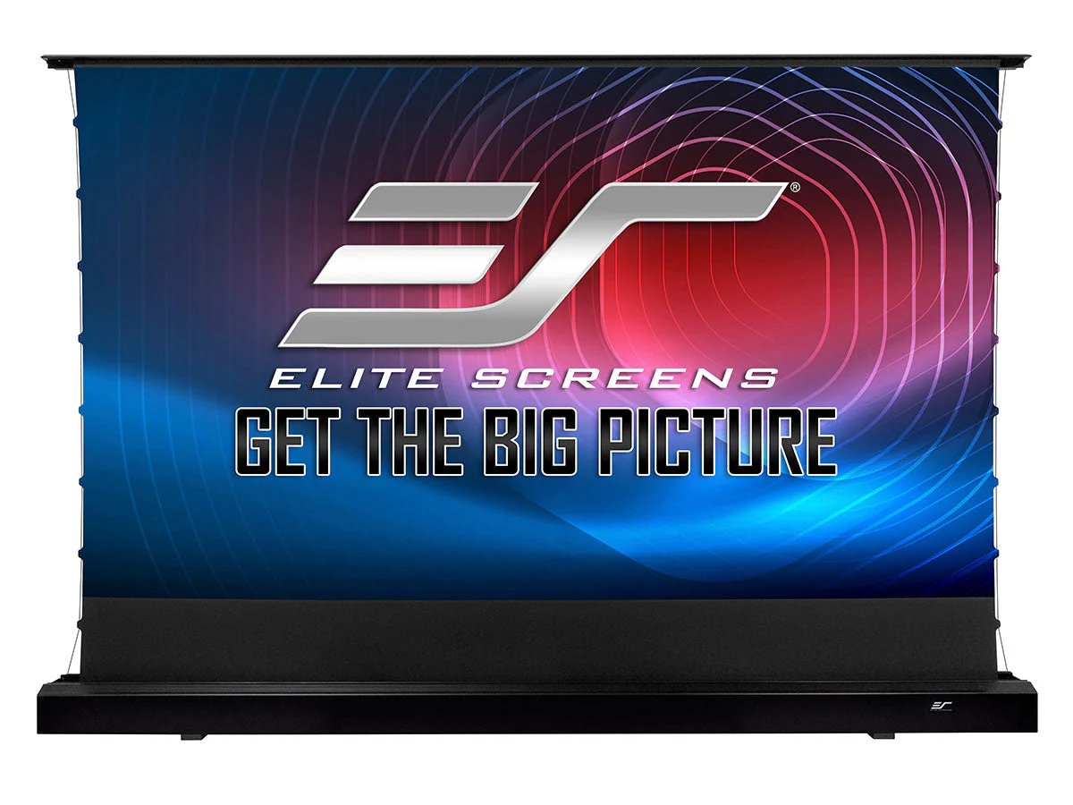Elite Screens Kestrel Tab-Tension CineWhite, 135" Diag., 16:9 Aspect Ratio, ISF Certified 4K/8K Ultra HD Electric Floor-Rising Motorized Tab-Tensioned Front Projector Screen, FTE135H3