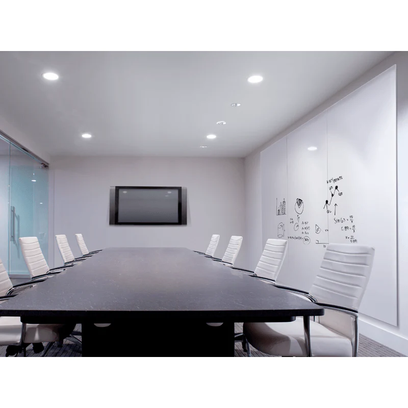 Ghent ARIASM44WH Aria 4'H x 4'W Magnetic Low Profile 1/4" Glassboard - White-4 Rare Earth Magnets - Image 8