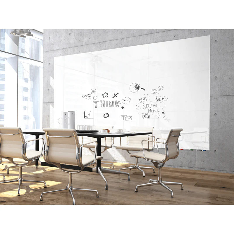 Ghent ARIASN64WH Aria 6'H x 4'W Low Profile 1/4" Glassboard - Vertical White - 4 Markers and Eraser - Image 9