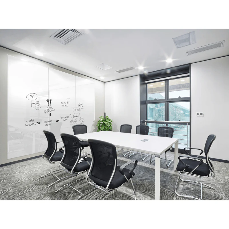 Ghent ARIASN84WH Aria 8'H x 4'W Low Profile 1/4" Glassboard - Vertical White - 4 Markers and Eraser - Image 10