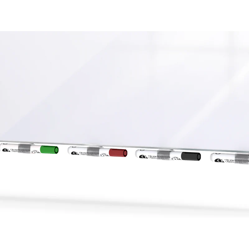 Ghent ARIASN84WH Aria 8'H x 4'W Low Profile 1/4" Glassboard - Vertical White - 4 Markers and Eraser - Image 4