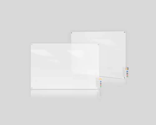 Ghent HMYRN23FR 2'x3' Harmony Frosted Glass Board - Radius Corners - 4 Markers and Eraser