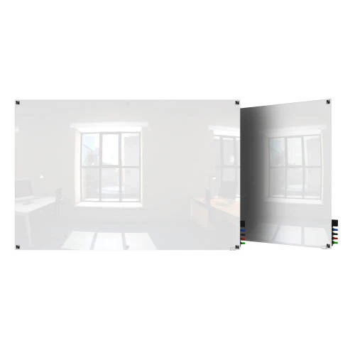 Ghent HMYSN34WH 3'x4' Harmony Glass Board- Square Corners - White - 4 Markers and Eraser