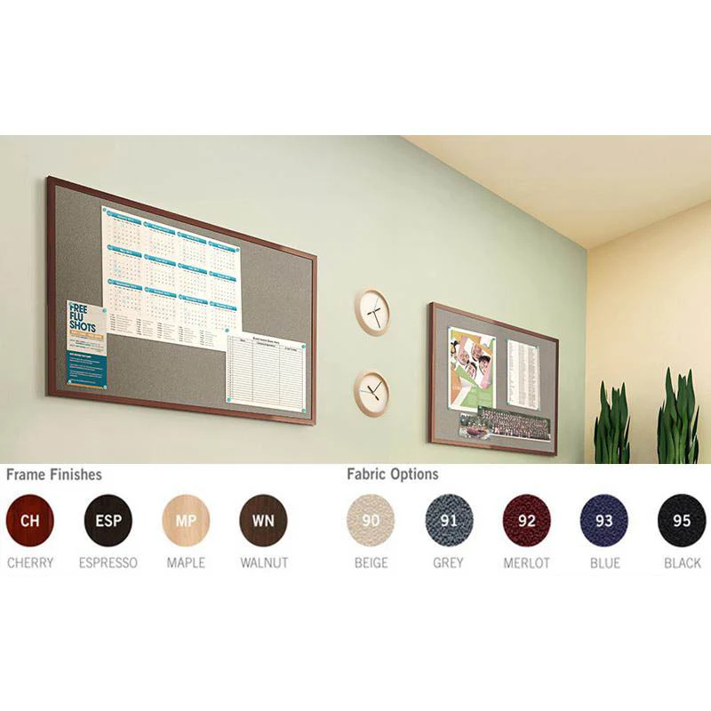 Ghent IMM46MPF90 47.75" x 71.75" Impression Modern Frame - Beige Fabric Tackboard - Maple Finish
