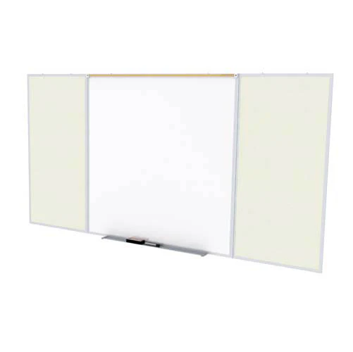 Ghent-SPC410D-V-185 - 4'x10' Style D Combination - Porcelain Magn Whtbd / Vinyl Fabric Bull - Ivory