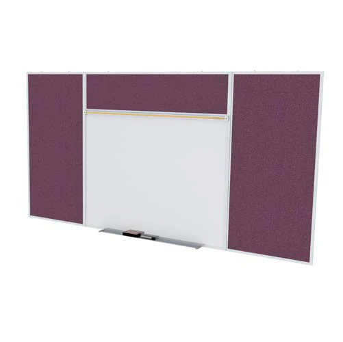 Ghent-SPC412E-V-187 - 4'x12' Style E Combination - Porcelain Magn Whtbd / Vinyl Fabric Bull - Berry