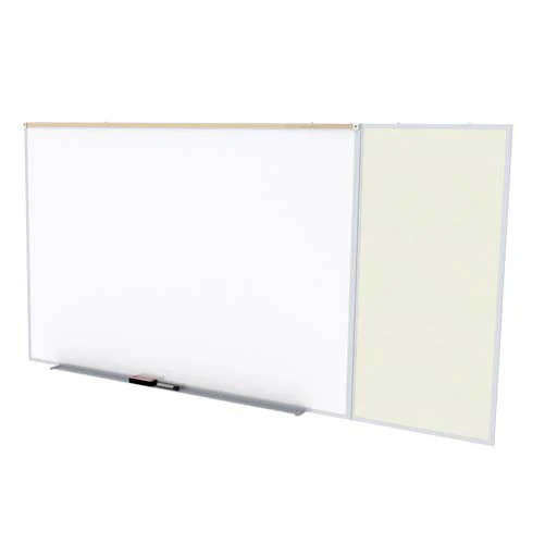 Ghent-SPC416C-V-185 - 4'x16' Style C Combination - Porcelain Magn Whtbd / Vinyl Fabric Bull - Ivory