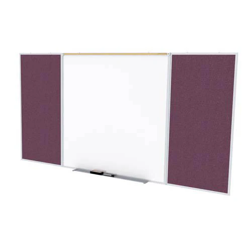 Ghent-SPC48D-V-187 - 4'x8' Style D Combination - Porcelain Magn Whtbd / Vinyl Fabric Bull - Berry