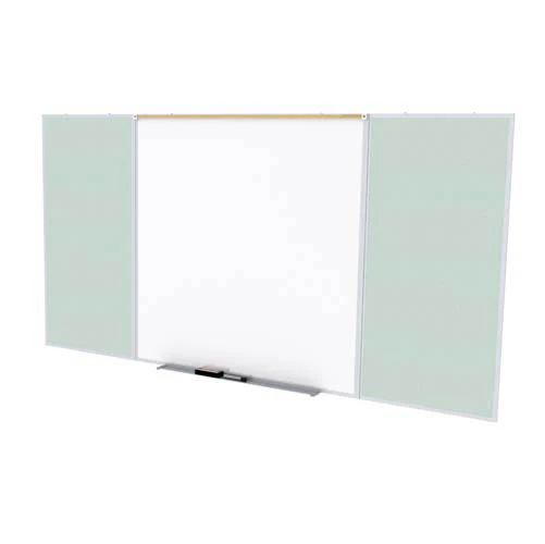Ghent-SPC48D-V-193 - 4'x8' Style D Combination - Porcelain Magn Whtbd / Vinyl Fabric Bull - Silver