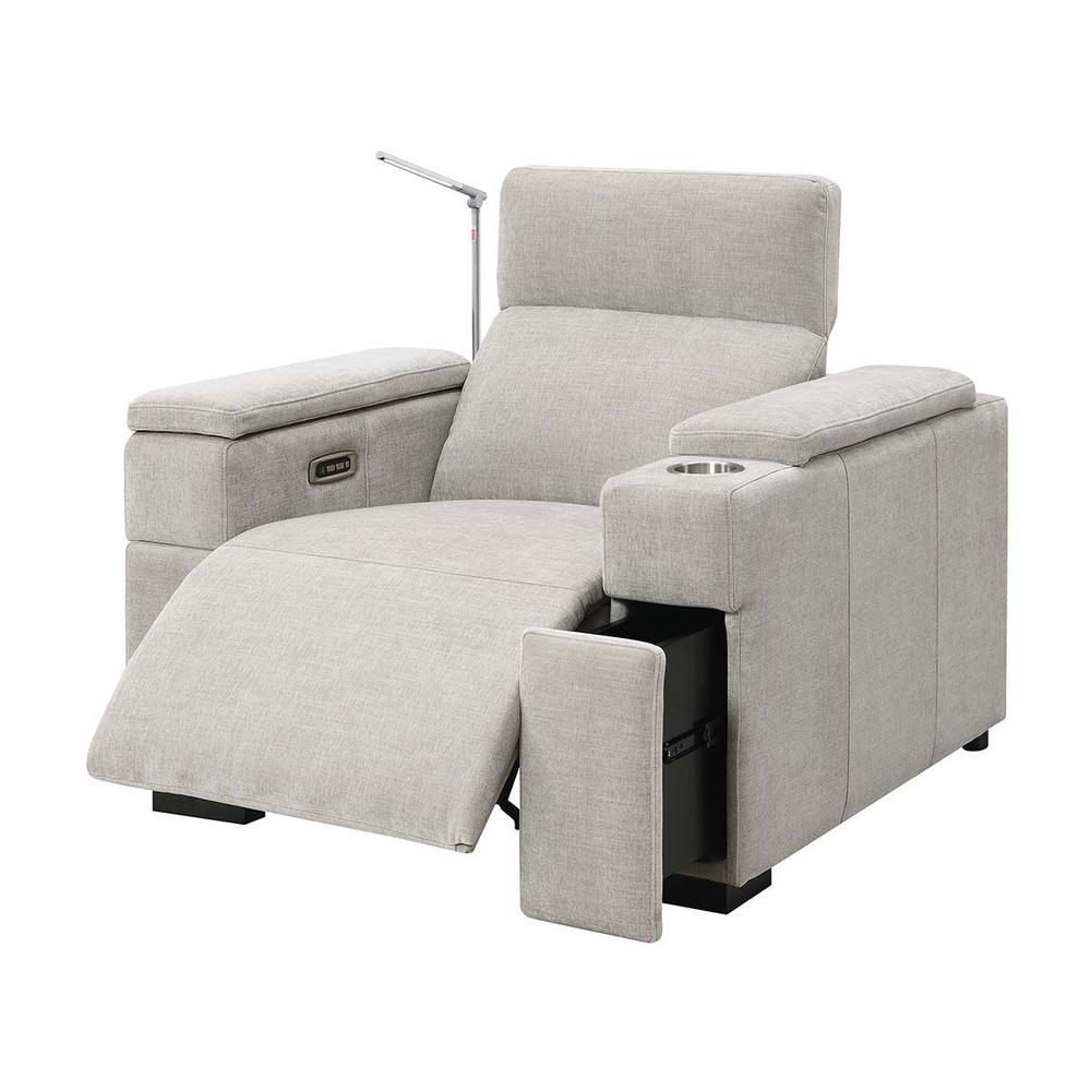 RowOne Calveri Microfiber Fabric 2-Arm Chair Power Recline - Taupe - Image 2