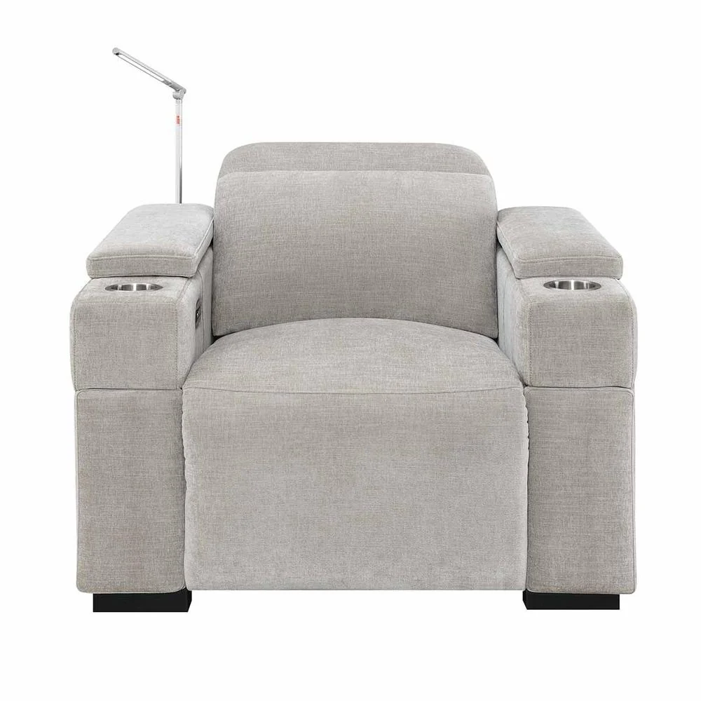 RowOne Calveri Microfiber Fabric 2-Arm Chair Power Recline - Taupe - Image 3