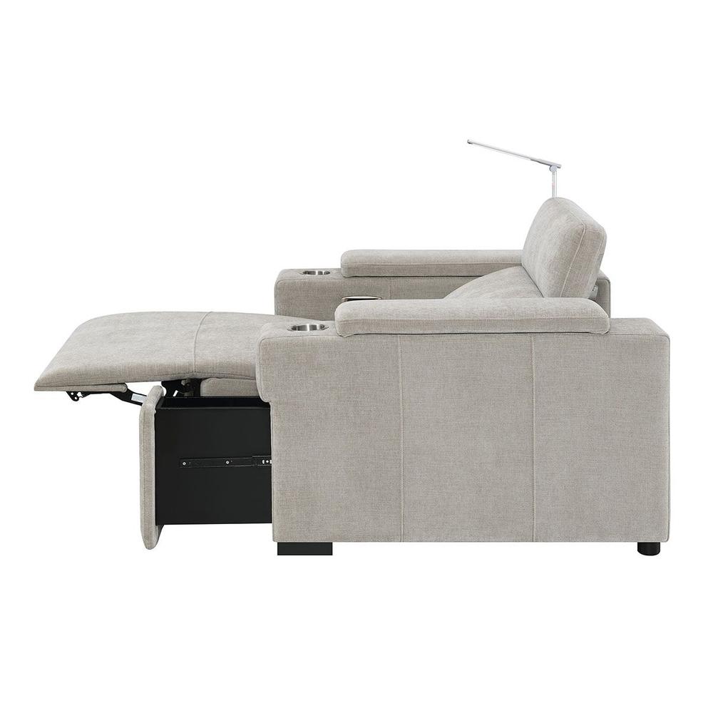 RowOne Calveri Microfiber Fabric 2-Arm Chair Power Recline - Taupe - Image 6