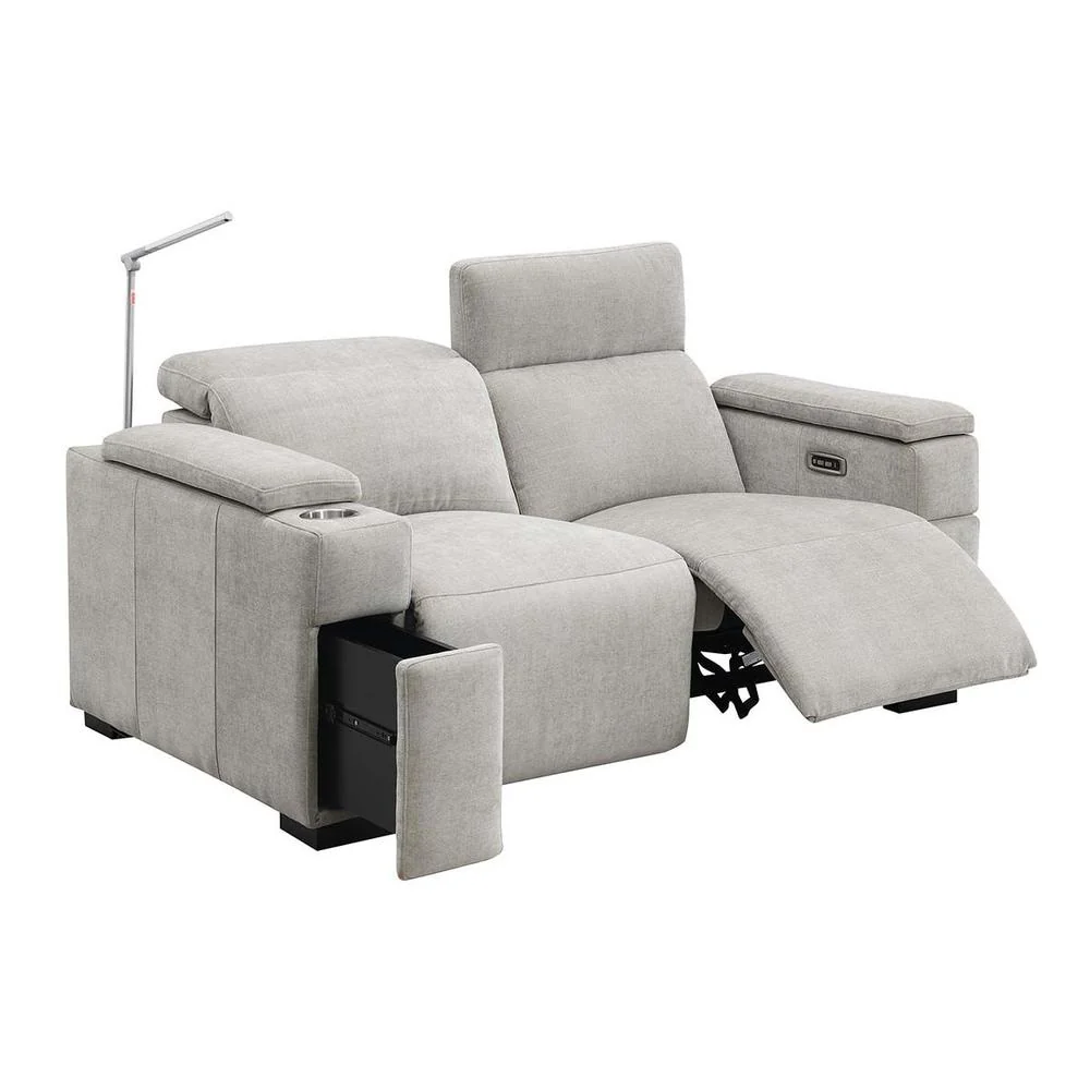 RowOne Calveri Microfiber Fabric 2 Seat Loveseat Power Recline - Taupe - Image 2