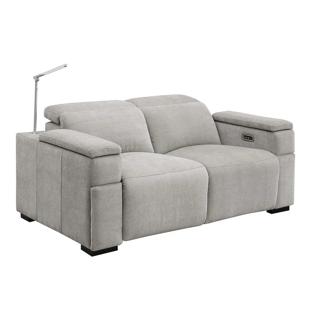 RowOne Calveri Microfiber Fabric 2 Seat Loveseat Power Recline - Taupe - Image 3
