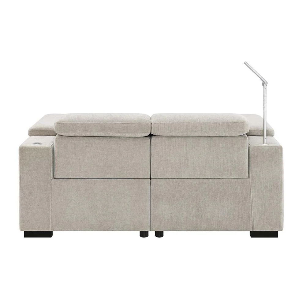 RowOne Calveri Microfiber Fabric 2 Seat Loveseat Power Recline - Taupe - Image 4