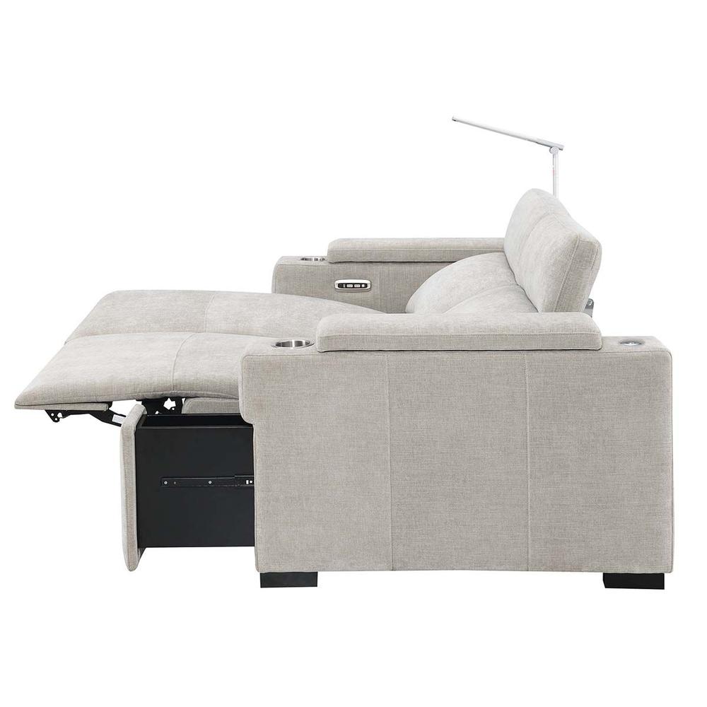 RowOne Calveri Microfiber Fabric 2 Seat Loveseat Power Recline - Taupe - Image 5
