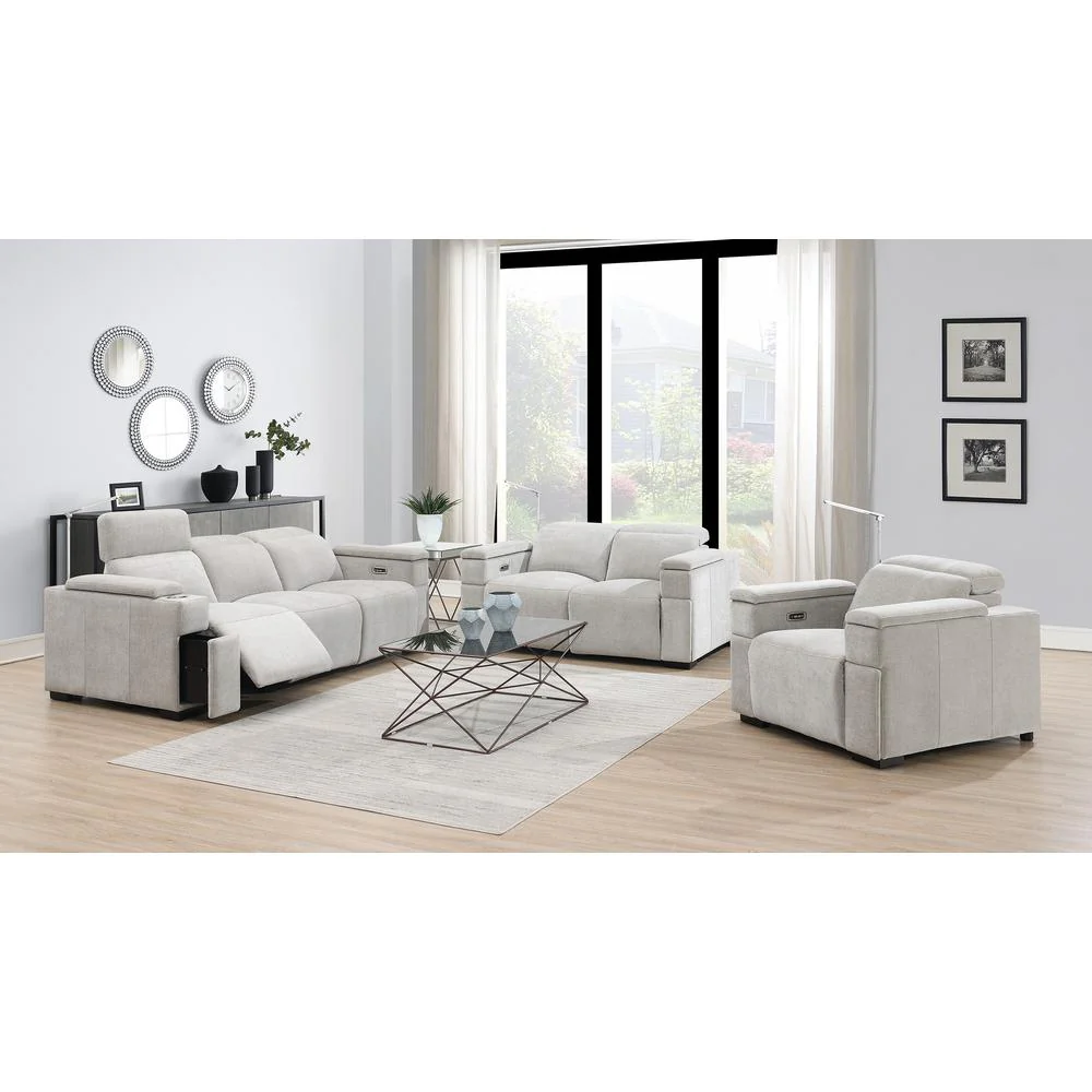 RowOne Calveri Microfiber Fabric 2 Seat Loveseat Power Recline - Taupe - Image 6