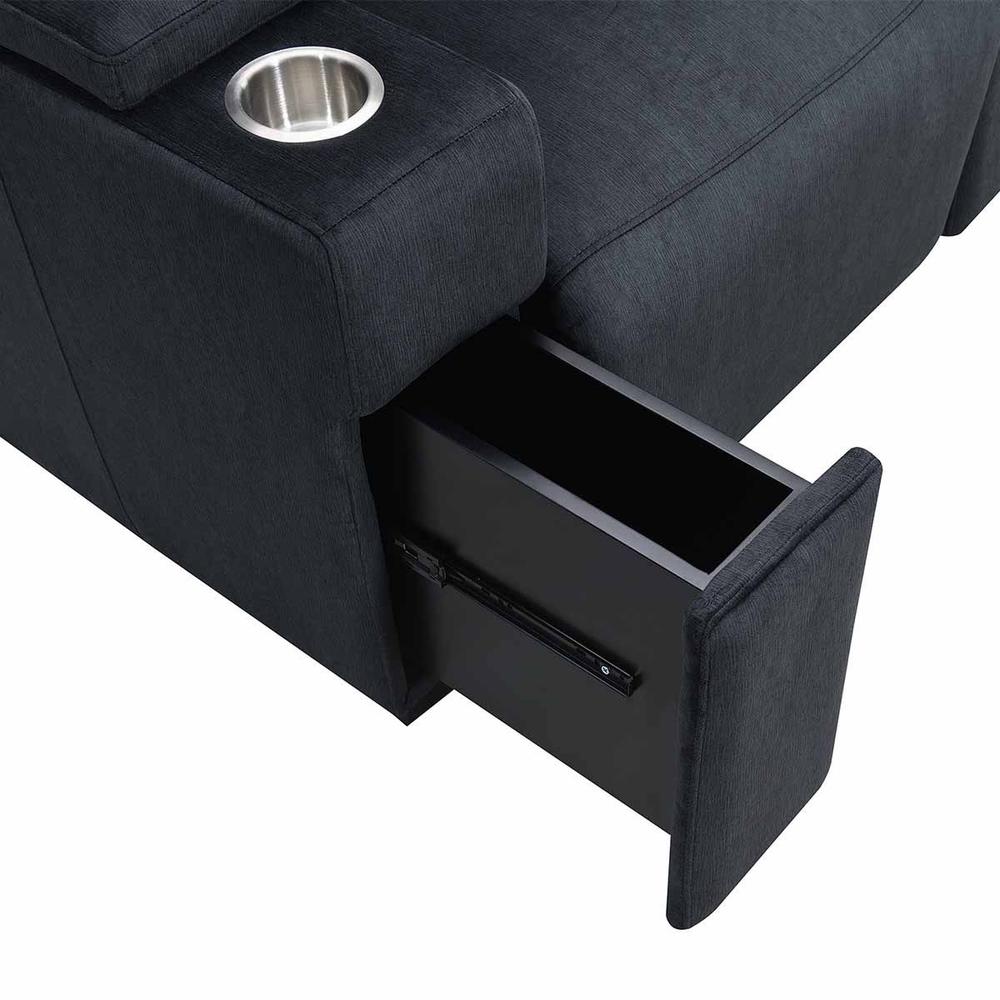 RowOne Calveri Microfiber Fabric 4 Chair Straight Row with Loveseat Power Recline - Charcoal - Image 5