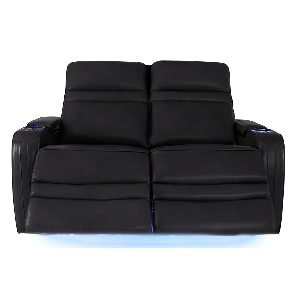 RowOne Cortes Black Leather 2 Seat Loveseat Motorized - Image 3