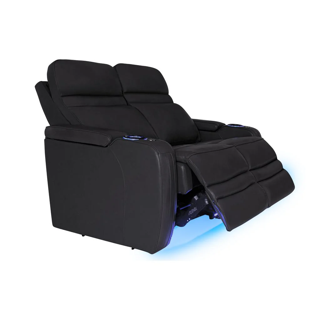 RowOne Cortes Black Leather 2 Seat Loveseat Motorized - Image 4