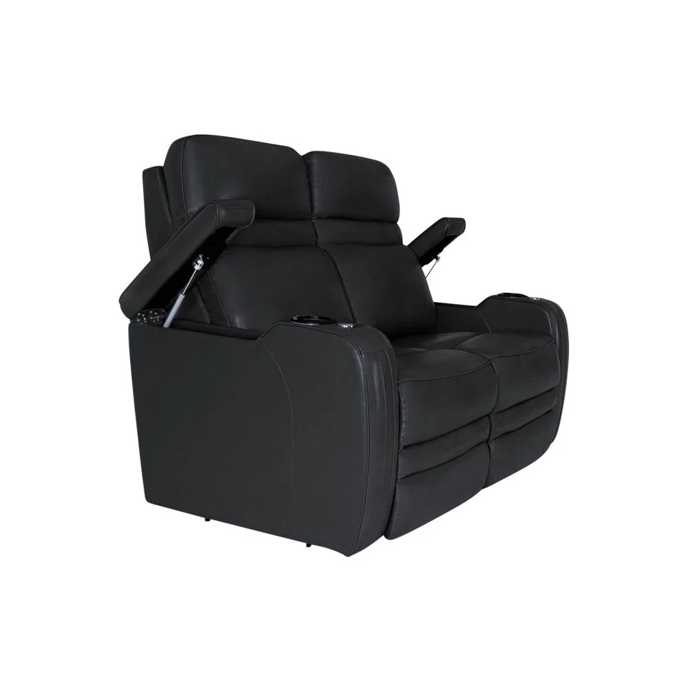 RowOne Cortes Black Leather 2 Seat Loveseat Motorized - Image 5
