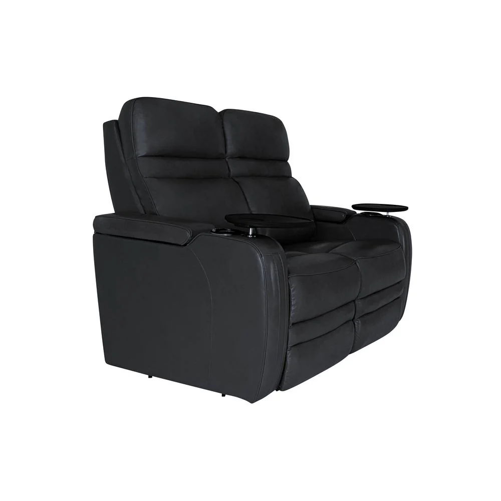 RowOne Cortes Black Leather 2 Seat Loveseat Motorized - Image 6