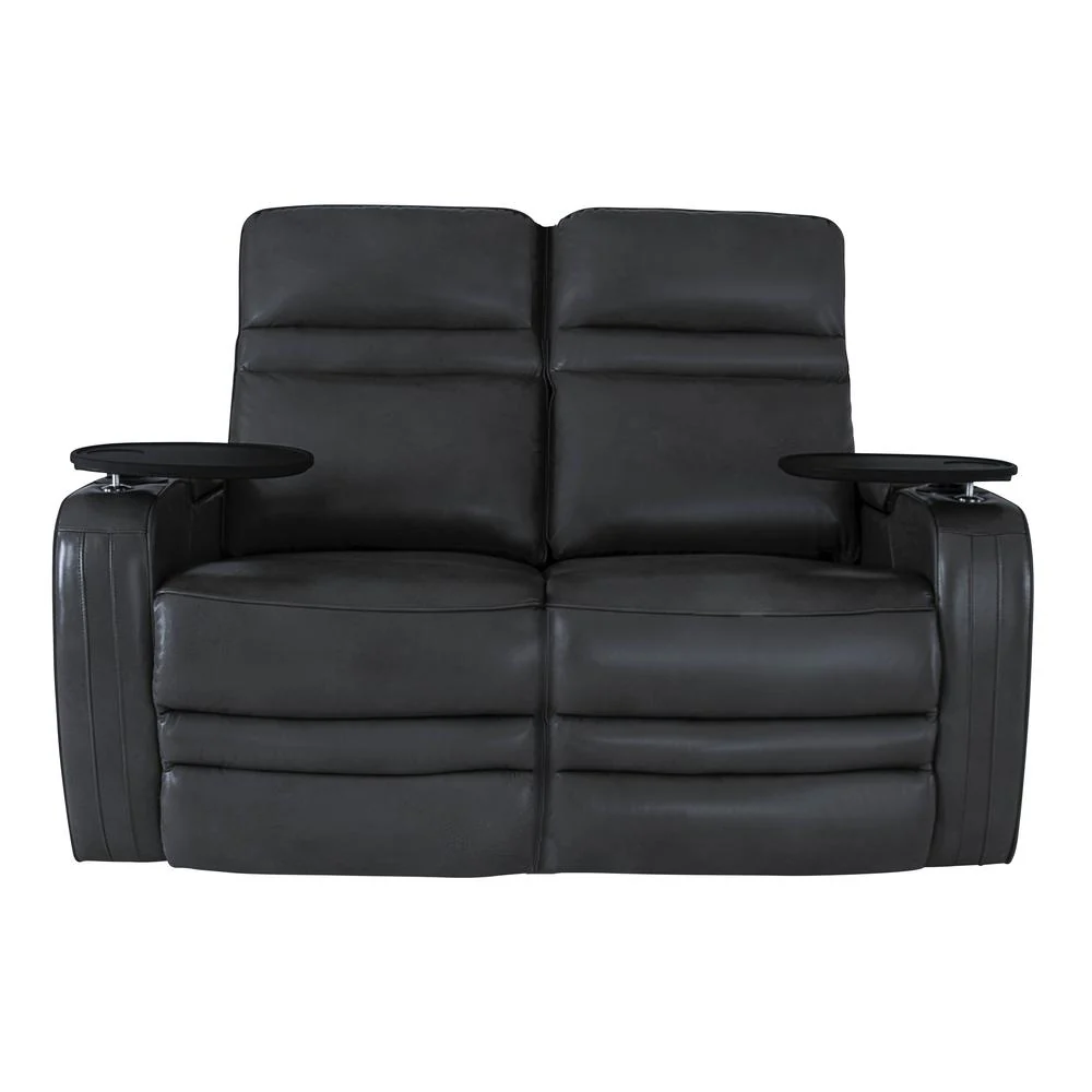 RowOne Cortes Black Leather 2 Seat Loveseat Motorized - Image 8