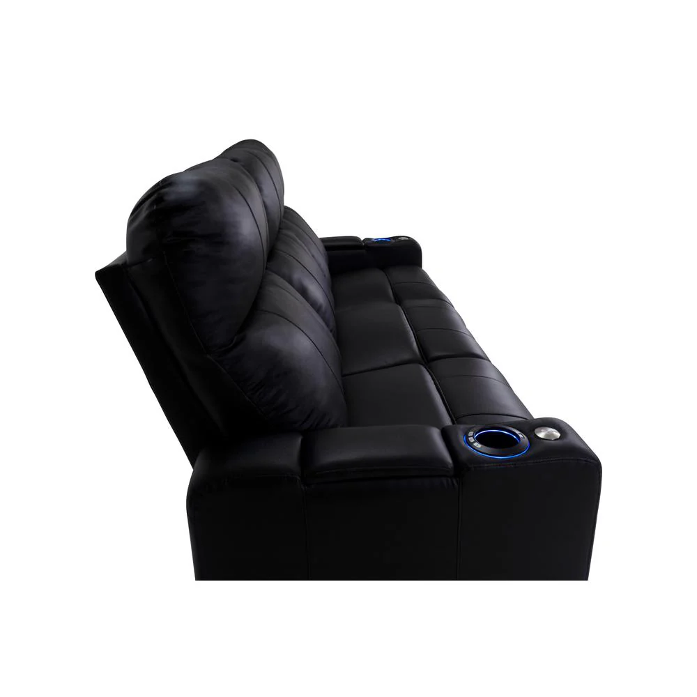 RowOne Prestige Black Leather 3 Seat Sofa Motorized - Image 5