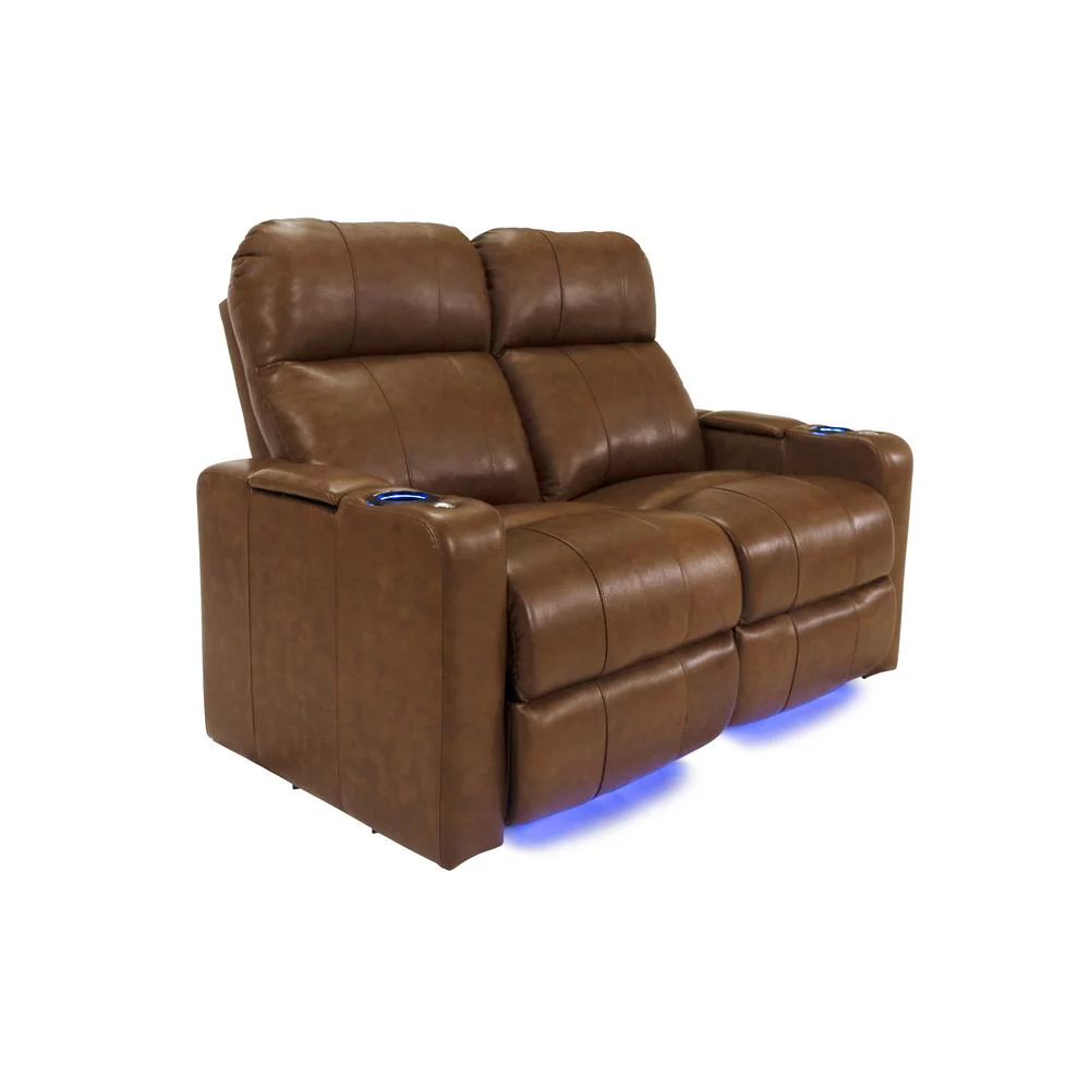 RowOne Prestige Brown Leather 2 Seat Loveseat Motorized - Image 2