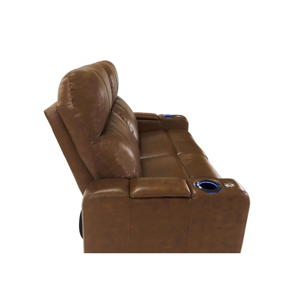 RowOne Prestige Brown Leather 2 Seat Loveseat Motorized - Image 3
