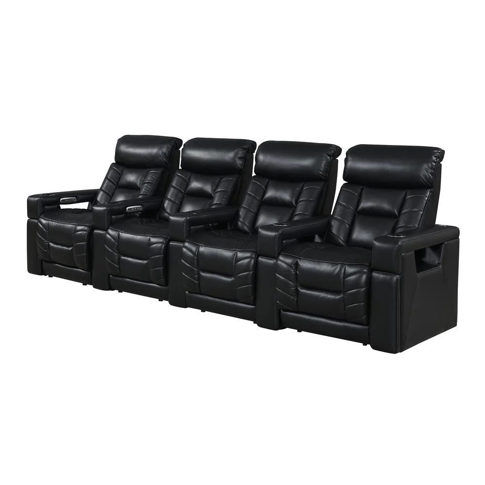 RowOne Rebellion 4 Chair Straight Row Motorized - Black - Image 2