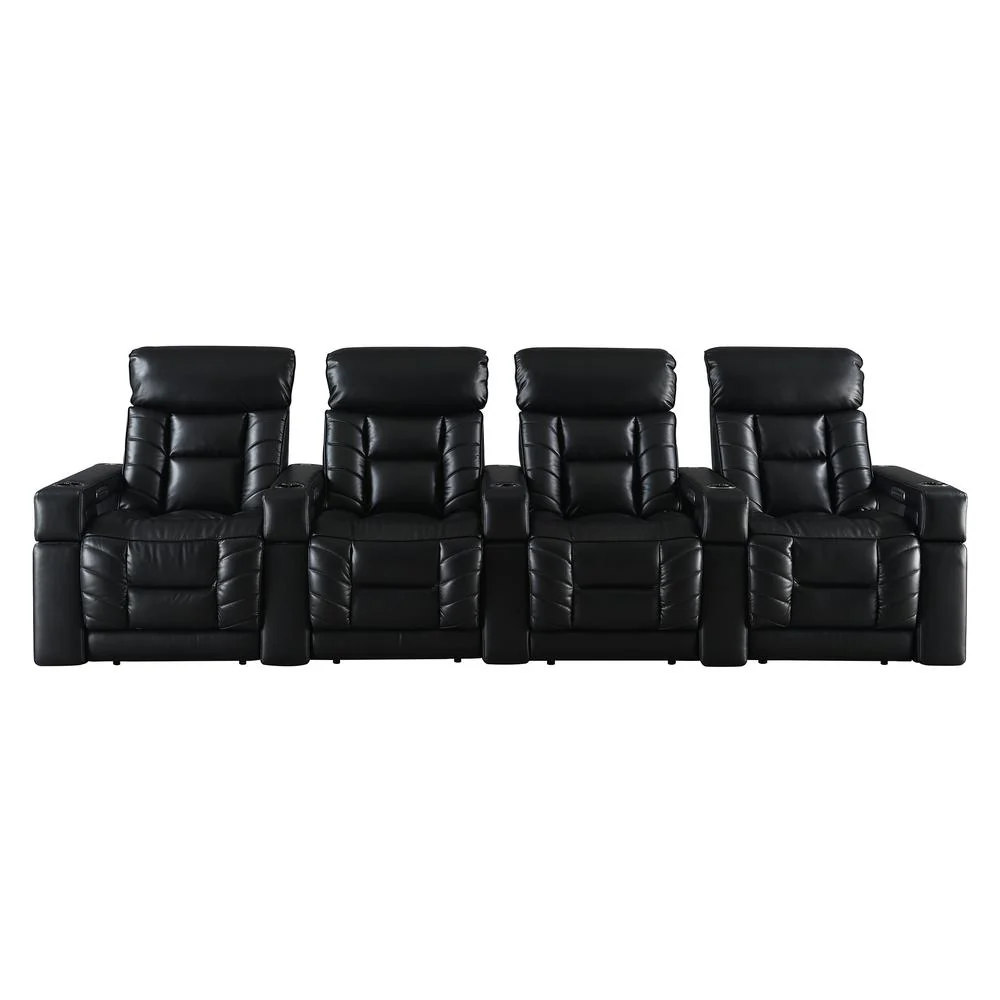 RowOne Rebellion 4 Chair Straight Row Motorized - Black - Image 3