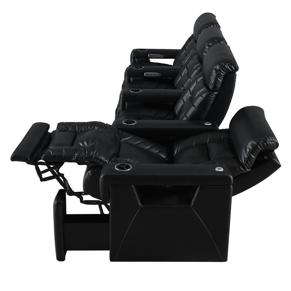 RowOne Rebellion 4 Chair Straight Row Motorized - Black - Image 4