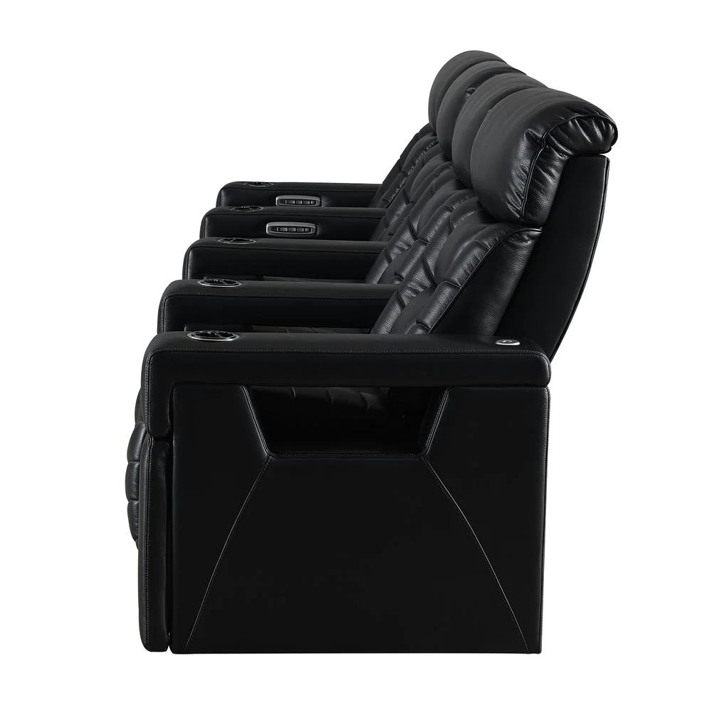 RowOne Rebellion 4 Chair Straight Row Motorized - Black - Image 5
