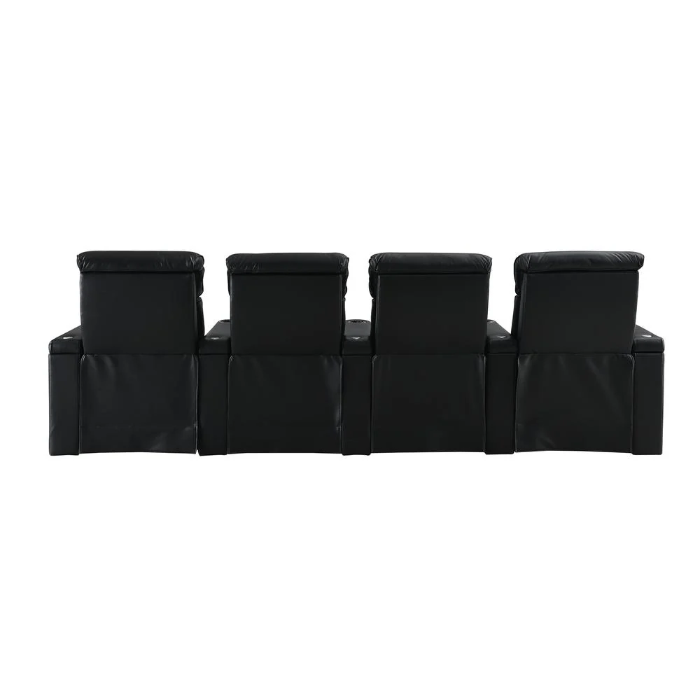 RowOne Rebellion 4 Chair Straight Row Motorized - Black - Image 7