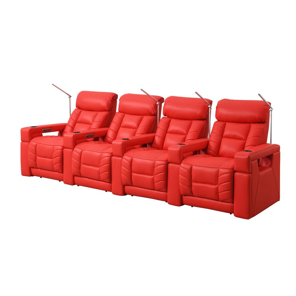RowOne Rebellion 4 Chair Straight Row Motorized - Red - Image 2