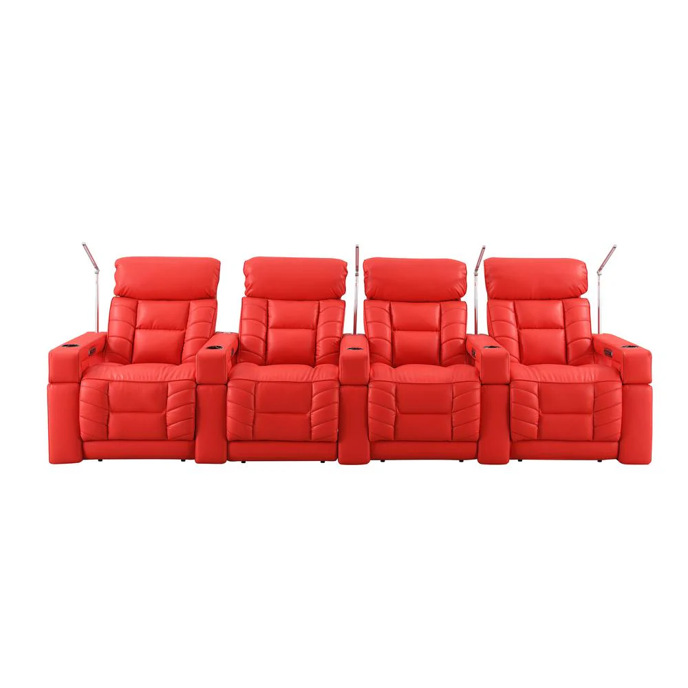 RowOne Rebellion 4 Chair Straight Row Motorized - Red - Image 3