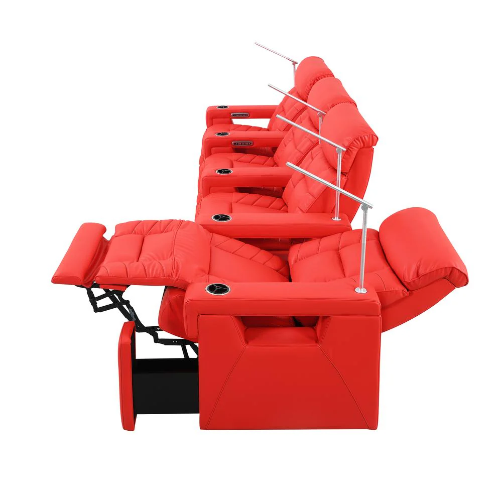 RowOne Rebellion 4 Chair Straight Row Motorized - Red - Image 4